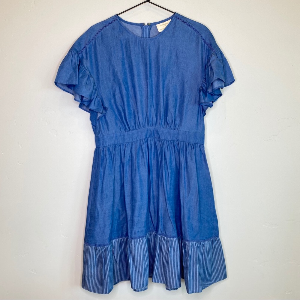 KATE SPADE Chambray Denim Flutter Sleeve Dress